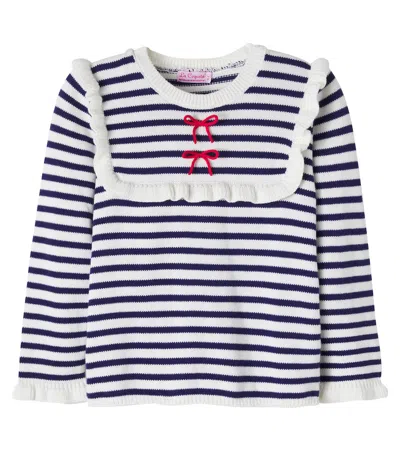 La Coqueta Candela Striped Cotton Sweater In Blue