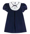 La Coqueta Clara Cotton Velvet Dress In Blue