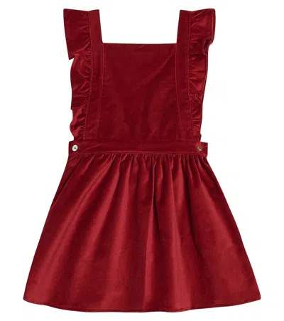 La Coqueta Kids' Cora Cotton Velvet Skirt In Red