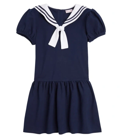 La Coqueta Kids' Crisanta Cotton Jersey Dress In Navy