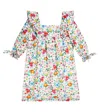 La Coqueta Cuadras Floral Cotton Dress In Orange Floral