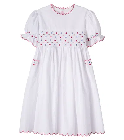 La Coqueta Kids' Delilah Smocked Cotton Dress In White