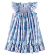 La Coqueta Dhalia Smocked Cotton Dress In Blue