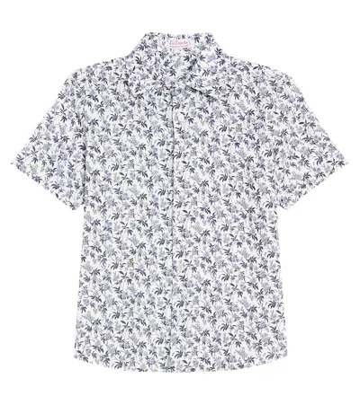La Coqueta Kids' Francisco Floral Linen-blend Shirt In Navy Floral