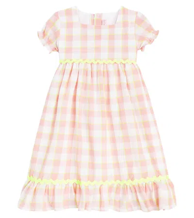 La Coqueta Kids' Gabrielle Checked Cotton Dress In Pink