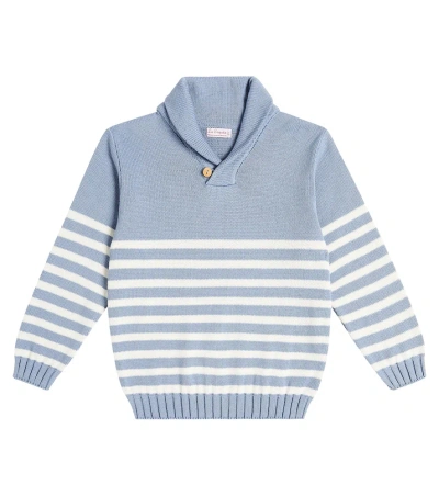 La Coqueta Kids' Goyo Striped Cotton Sweater In Blue