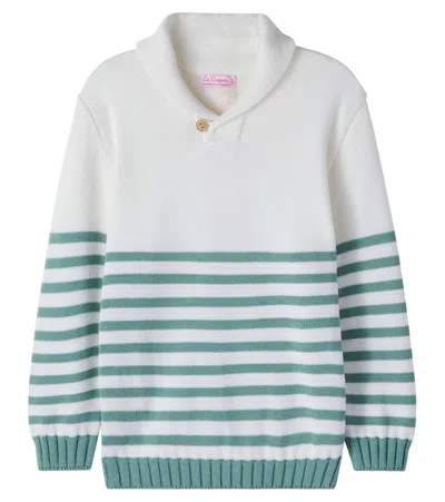 La Coqueta Kids' Goyo Striped Wool Sweater In Green