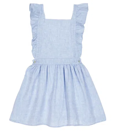 La Coqueta Kids' Hebe Cotton Pinafore In Blue