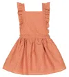 La Coqueta Hebe Polka Dot Linen And Cotton Pinafore Skirt In Terracotta Polka Dots