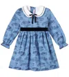 La Coqueta Helena Printed Cotton Dress In Blue