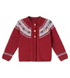La Coqueta Intarsia Wool-blend Cardigan In Red