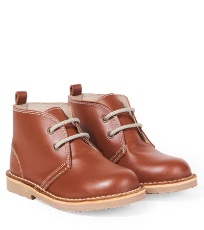 La Coqueta Kids' Leather Desert Boots In Brown