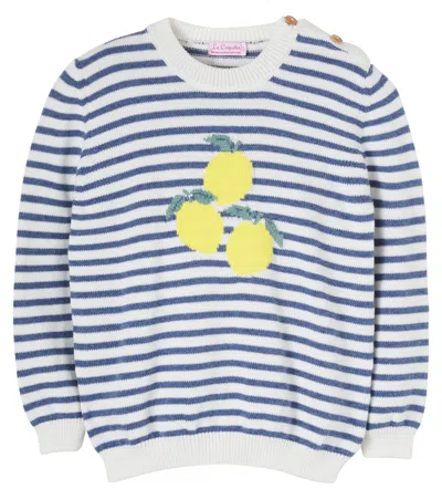 La Coqueta Kids' Limon Striped Cotton Sweater In Blue