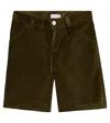 La Coqueta Lucas Cotton Velvet Shorts In Green