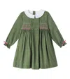 La Coqueta Magdalena Floral Smocked Cotton Dress In Green