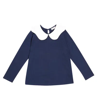 La Coqueta Kids' Marina Cotton Jersey Top In Blue