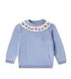 La Coqueta Maritimo Intarsia Cotton Sweater In Dusty Blue