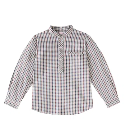 La Coqueta Kids' Mateo Checked Cotton Shirt In Burgundy