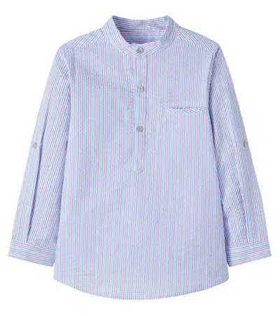 La Coqueta Kids' Mateo Striped Cotton Shirt In Blue
