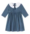 La Coqueta Mona Cotton Corduroy Dress In Blue
