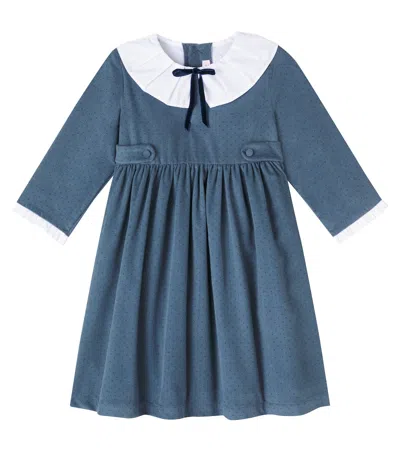 La Coqueta Kids' Mona Cotton Corduroy Dress In Blue