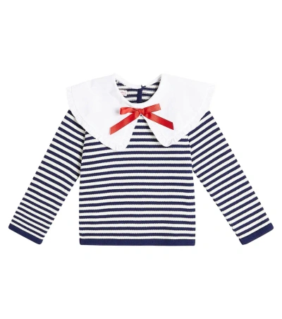 La Coqueta Kids' Morissa Striped Cotton Sweater In Blue