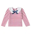 La Coqueta Morissa Striped Cotton Sweater In Red