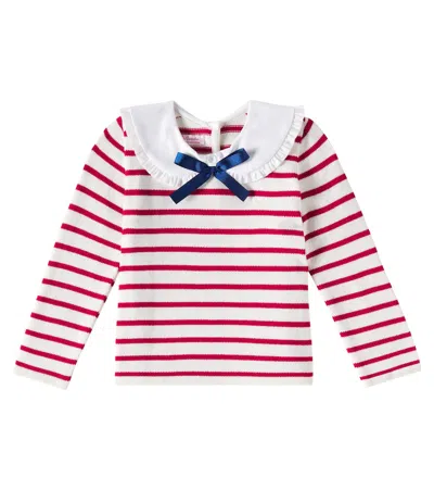 La Coqueta Kids' Morissa Striped Cotton Sweater In Red