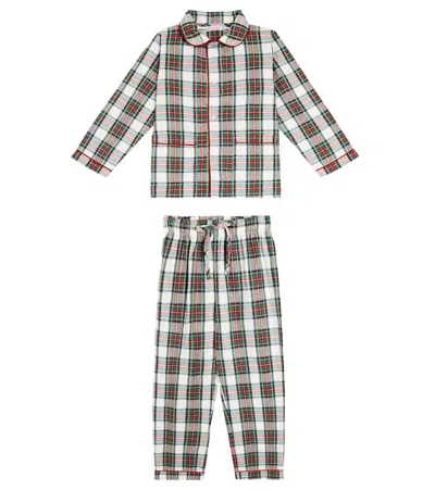 La Coqueta Kids' Navidad Tartan Cotton Pajamas In Multicoloured