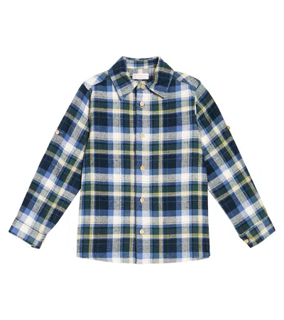 La Coqueta Kids' Nico Checked Cotton Shirt In Blue