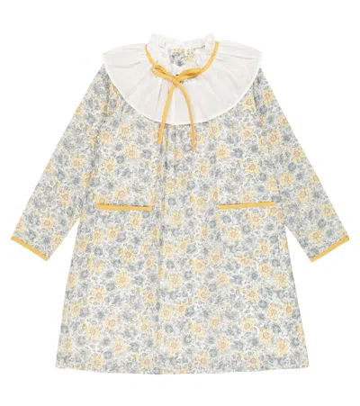 La Coqueta Kids' Odisea Floral Cotton Dress In Green Floral