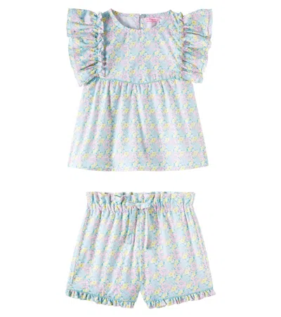 La Coqueta Kids' Oria Floral Cotton Pajamas In Multicoloured