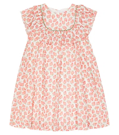 La Coqueta Kids' Paloma Printed Cotton Dress In Red Strawberry