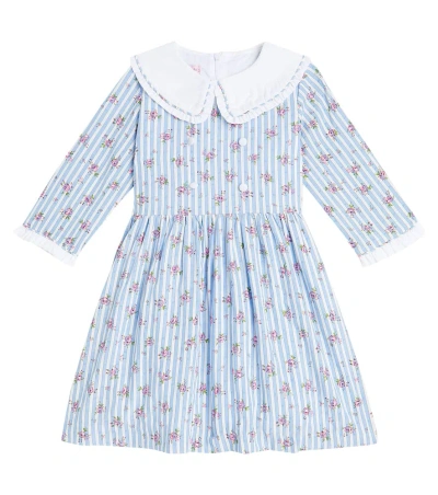 La Coqueta Kids' Provenza Floral Striped Dress In Blue