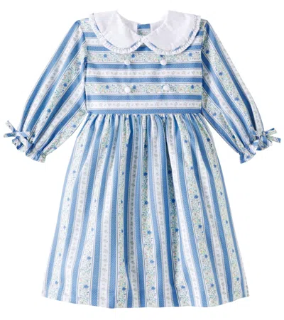 La Coqueta Kids' Provenza Printed Cotton Dress In Blue