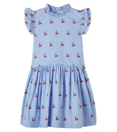 La Coqueta Kids' Rita Embroidered Ruffled Dress In Blue