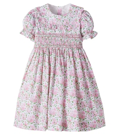 La Coqueta Kids' Silvana Floral Cotton Dress In Pink