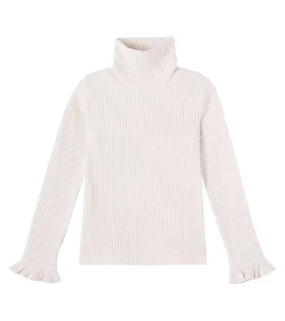 La Coqueta Kids' Simone Cotton-blend Jersey Top In Neutral