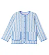 La Coqueta Susana Striped Floral Cotton Jacket In Blue