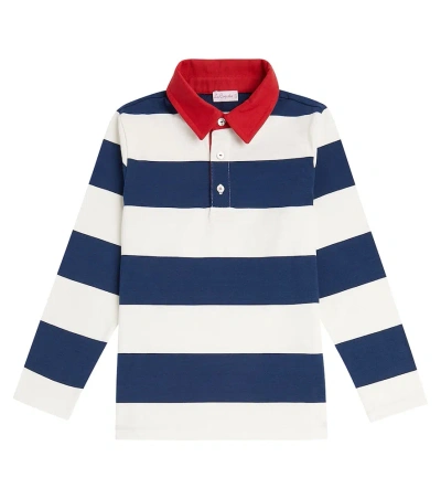 La Coqueta Kids' Tijo Striped Cotton Jersey Polo Shirt In Navy Stripe