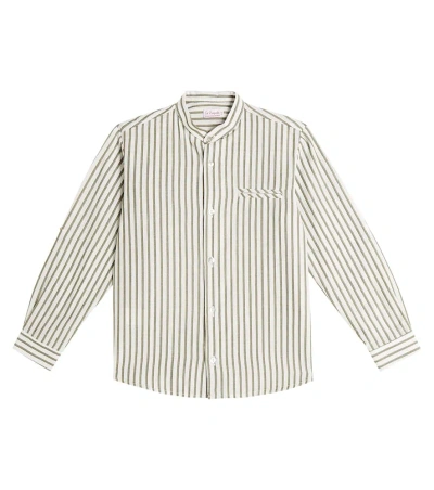 La Coqueta Kids' Tomas Striped Cotton And Linen Shirt In Multicoloured