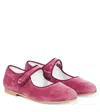 La Coqueta Velvet Mary Jane Flats In Pink