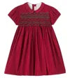 La Coqueta Victoria Smocked Taffeta Dress In Burgundy