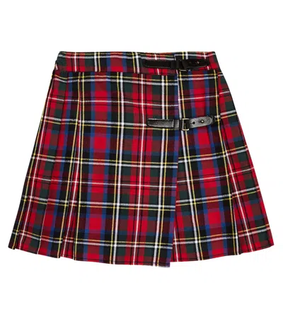 La Coqueta Kids' Zola Checked Cotton Skirt In Red