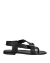 La Corte Della Pelle By Franco Ballin Woman Toe Strap Sandals Black Size 6 Soft Leather