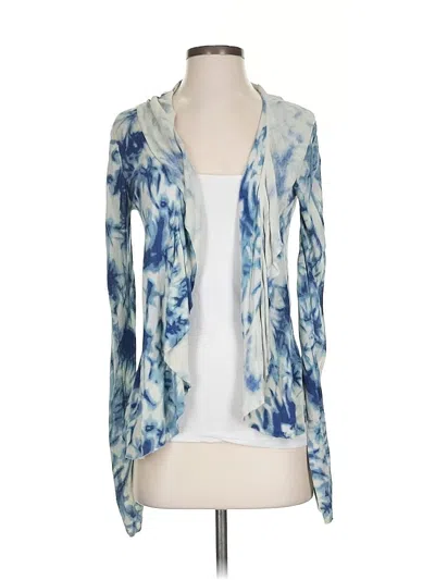 Pre-owned La Couverture Silk Cardigan Sweater In Blue