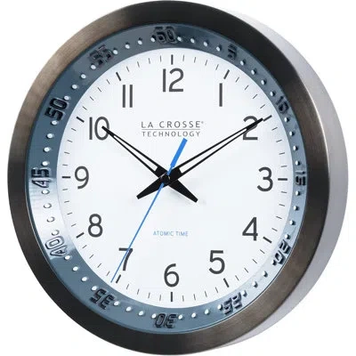 La Crosse Technology 10" Atomic Analog Metal Wall Clock In Bluish Gray