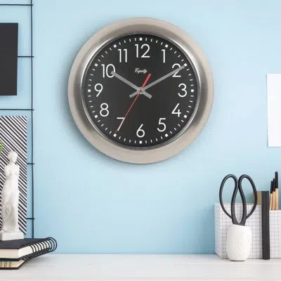 La Crosse Technology 11" Silent Sweeping Metal Quartz Wall Clock In Titanium