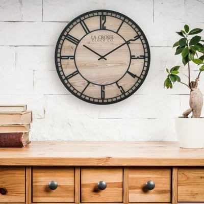 La Crosse Technology 11.5" Quartz Floating Dial Wall Clock In Black