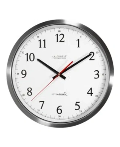 La Crosse Technology 14" Ultratomic Analog Stainless Steel Wall Clock In Silver